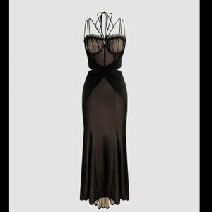 Long Black Corset Maxi Dress